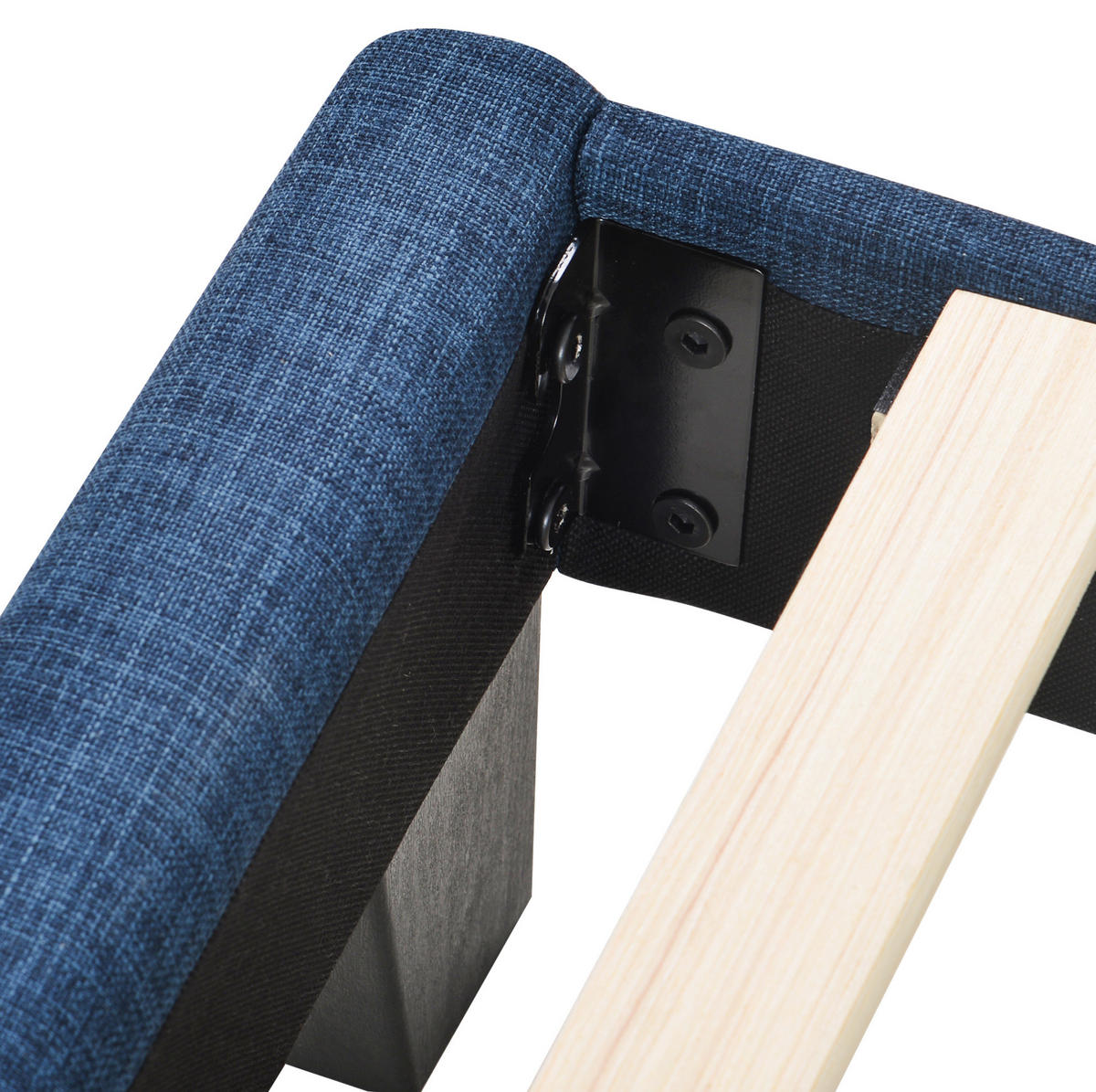 BETT mit Lattenrost 90x200 cm Leinen Blau - Blau, Metall (90/200cm) - Meubliv