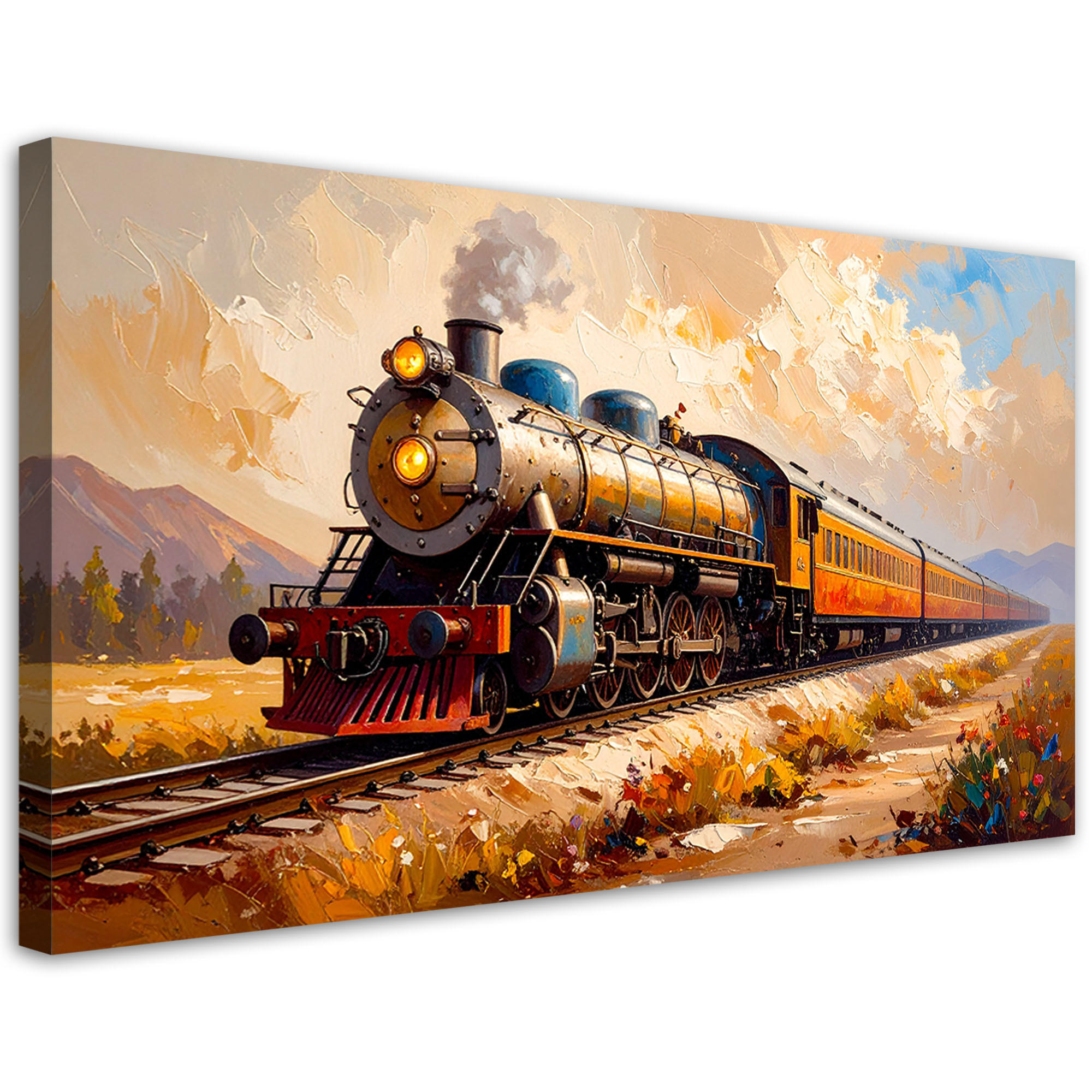 LEINWANDBILD Personenzug 80x40cm - Beige, Textil (80/40cm) - Feeby