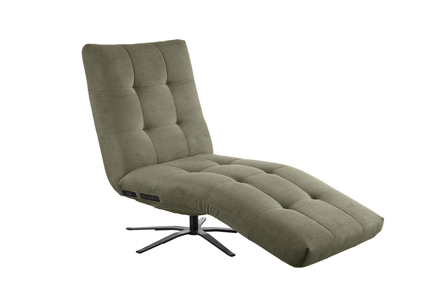 RELAXLIEGE LETICIA Grün Cord - Schwarz/Olivgrün, Textil/Metall (82/115/156cm) - KAWOLA
