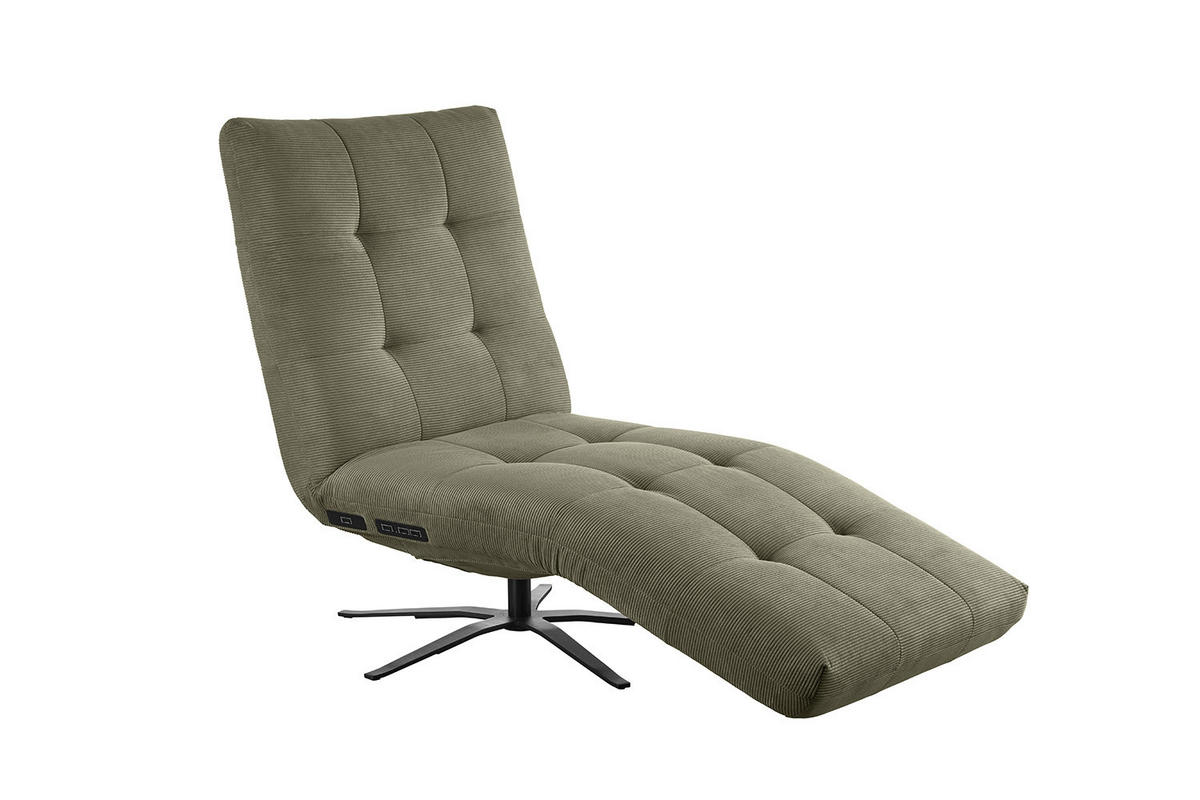 RELAXLIEGE LETICIA Grün Cord - Schwarz/Olivgrün, Textil/Metall (82/115/156cm) - KAWOLA