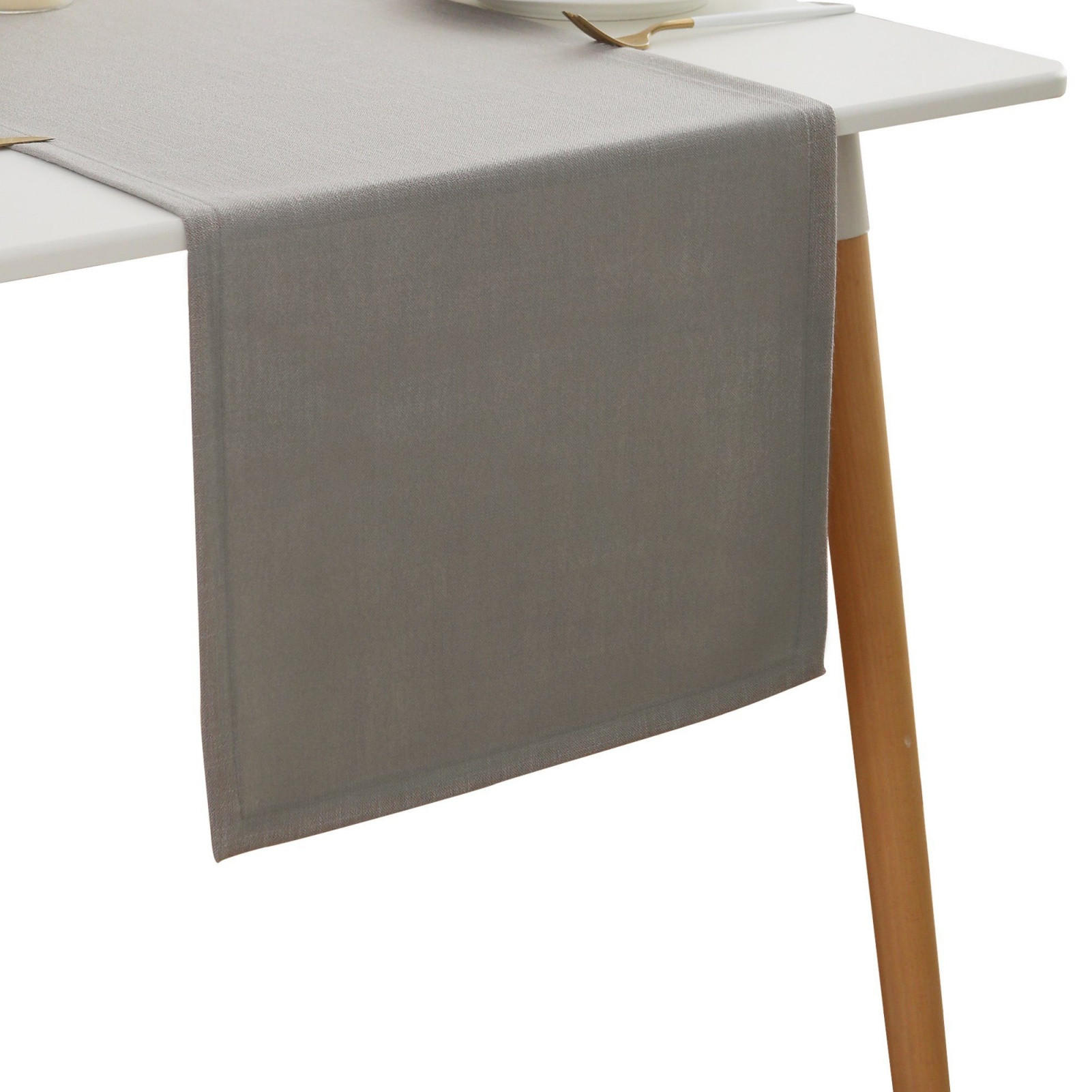 TISCHLÄUFER Hellgrau 40×180cm Leinenoptik, wasserabweisend & waschbar, lange Tischdeko für Esstisch - Hellgrau, Textil (40/180cm) - SHOPENTRA