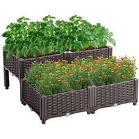 HOCHBEET Kunststoff-Rattan Braun 80 x 80 x 23-38 cm - Braun, Kunststoff (80/38/80cm)