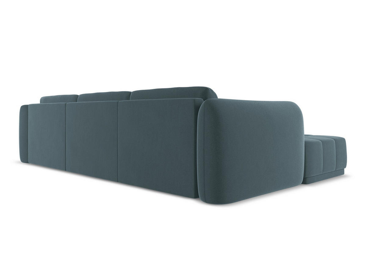 ECKSOFA Links Samt Stoff Blau - Blau/Petrol, Kunststoff/Textil (170/290cm) - Makamii