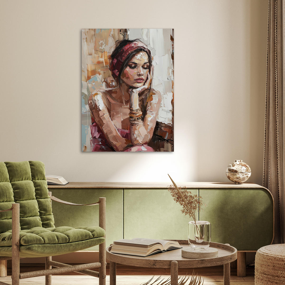 POSTER Frau - Lackierung - Porträt - Modern 60x80 cm - Altrosa, Papier (60/80/0.1cm) - MuchoWow