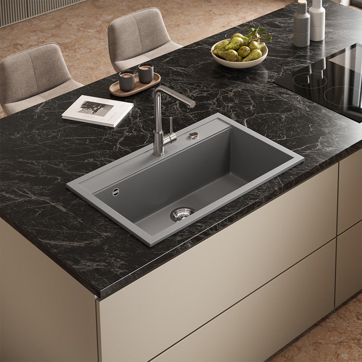 UMYVADLO Sydney Šedá - šedá, keramika (80/20/51cm) - Bergstroem