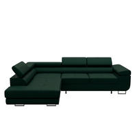 ECKSOFA VEMO EDGE Links Dunkelgrün Velour-Stoff mit Bettkasten und Schlaffunktion - Dunkelgrün, Textil (200/270cm) - Barchello