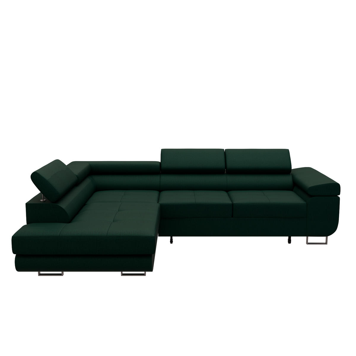 ECKSOFA VEMO EDGE Links Dunkelgrün Velour-Stoff mit Bettkasten und Schlaffunktion - Dunkelgrün, Textil (200/270cm) - Barchello