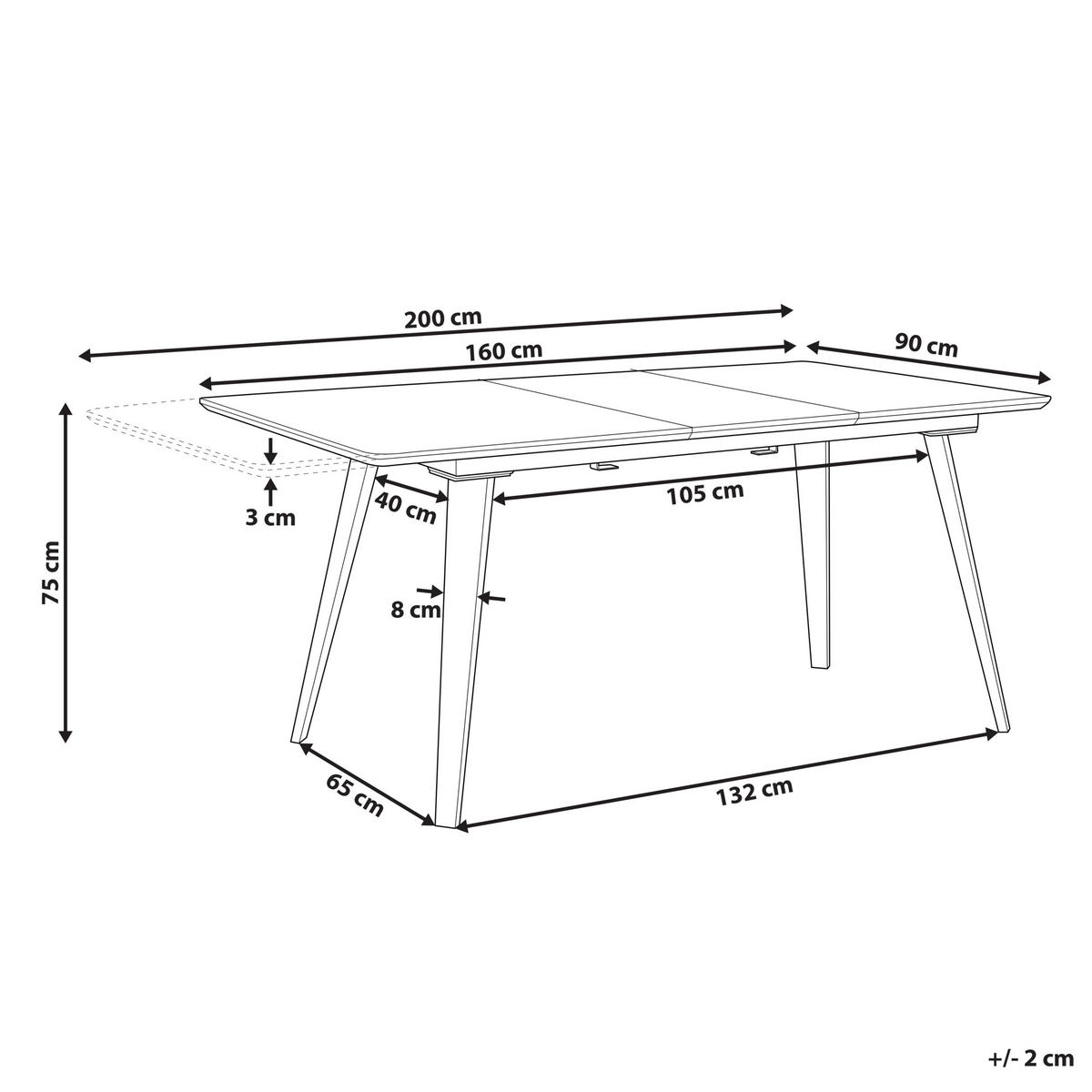 ESSTISCH 160-200/90/75 cm Schwarz Rechteckig Irvington - Schwarz, Holzwerkstoff (90/90/75cm) - Beliani