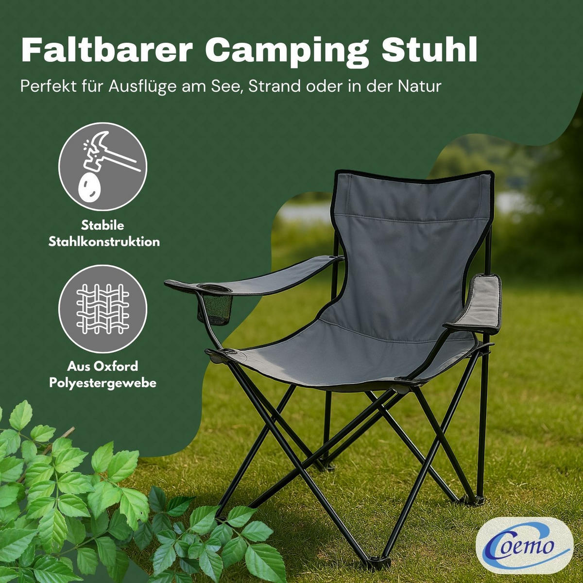 CAMPINGSTUHL FALTBAR in Grau - Grau, Metall (50/80/50cm) - Coemo