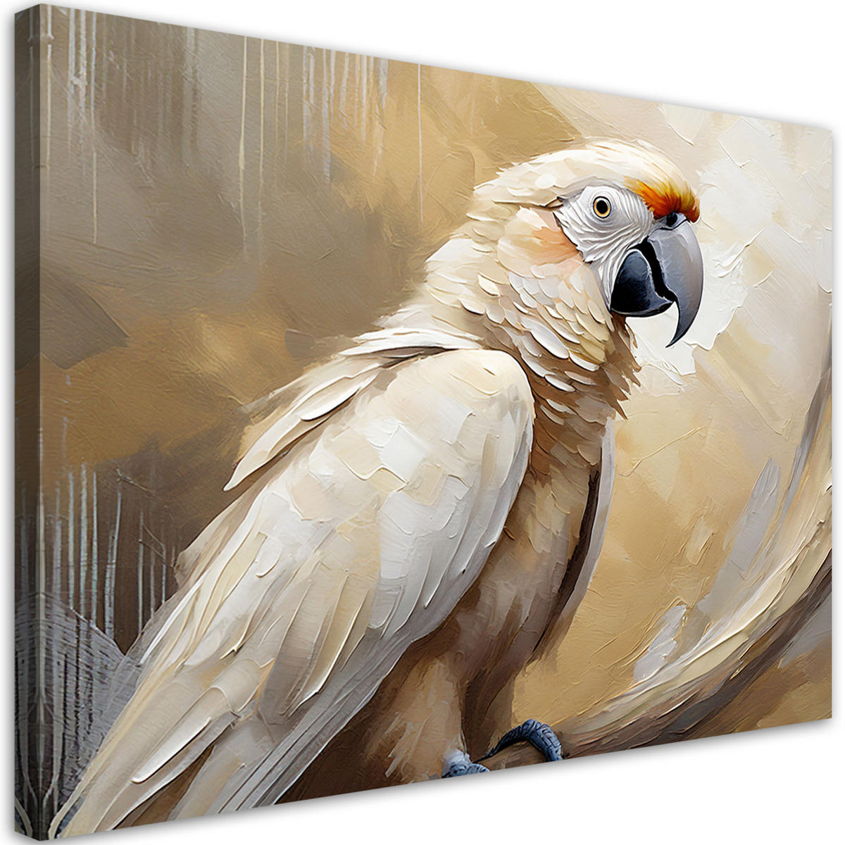 LEINWANDBILD AI Papagei Vogel gemalt - Beige, Textil (120/80cm) - Feeby