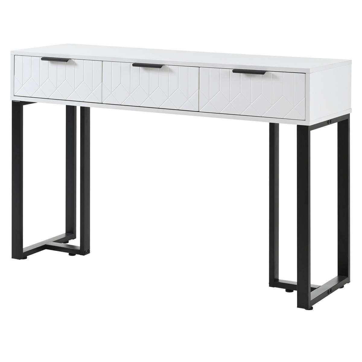 KONSOLENTISCH 120/36/80 cm weiß schwarz aus MDF mit 2 Schubladen und verstellbaren Fußpolstern - Schwarz, Holzwerkstoff (120/36/80cm) - OKWISH