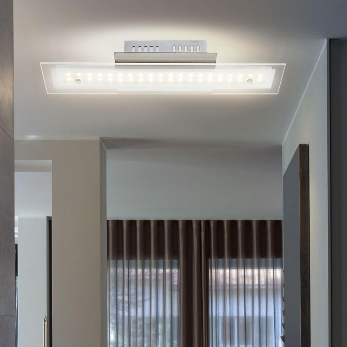 LED DECKENLEUCHTE Liguria Silber Chrom - Silberfarben, Glas (40/10/6.5cm) - Globo Lighting