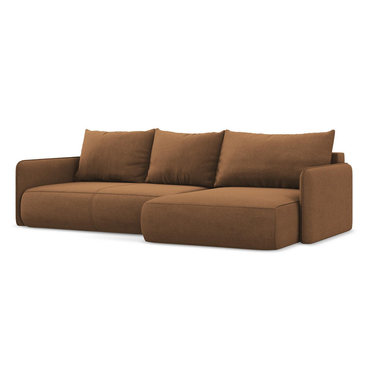 ECKSOFA mit Schlaffunktion Strukturstoff Stoff Orange - Terracotta/Schwarz, Kunststoff/Textil (240/148cm) - LaMiaSofa