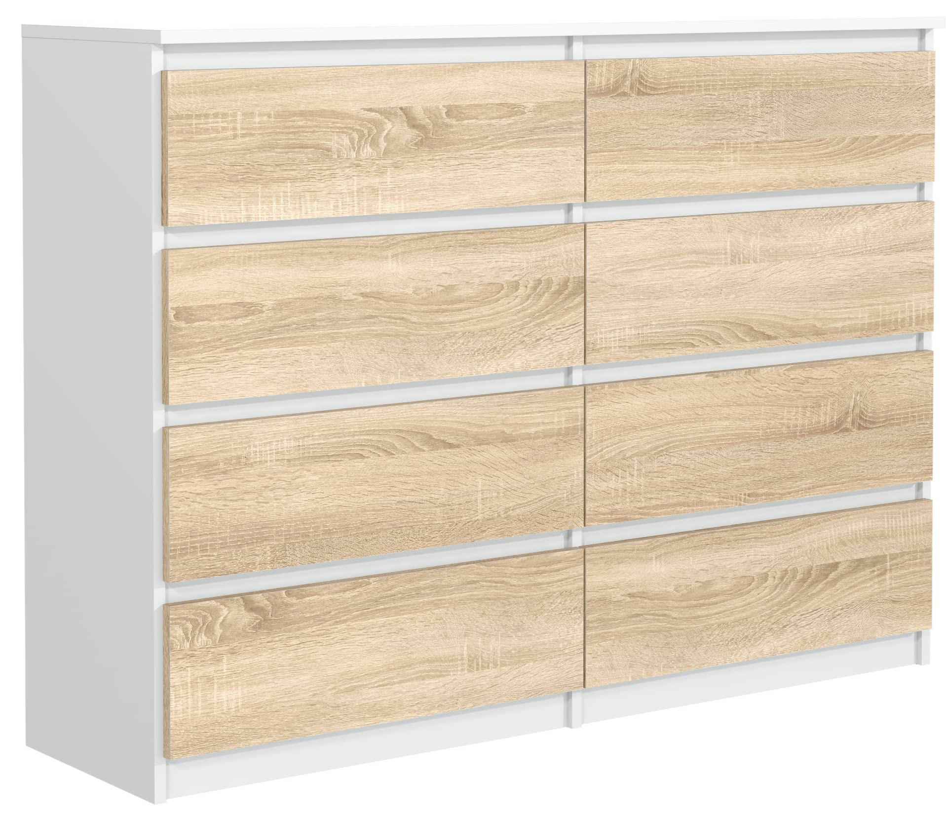 KOMMODE mit Schubladen Weiß Sonoma 120x101,5x39 cm - Weiß/Sonoma Eiche, Holzwerkstoff (120/101/39cm) - MebLocker