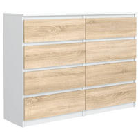 KOMMODE mit 8 Schubladen 140 cm Weiß Sonoma - Weiß/Sonoma Eiche, Holzwerkstoff (138.5/101.5/39cm) - MebLocker