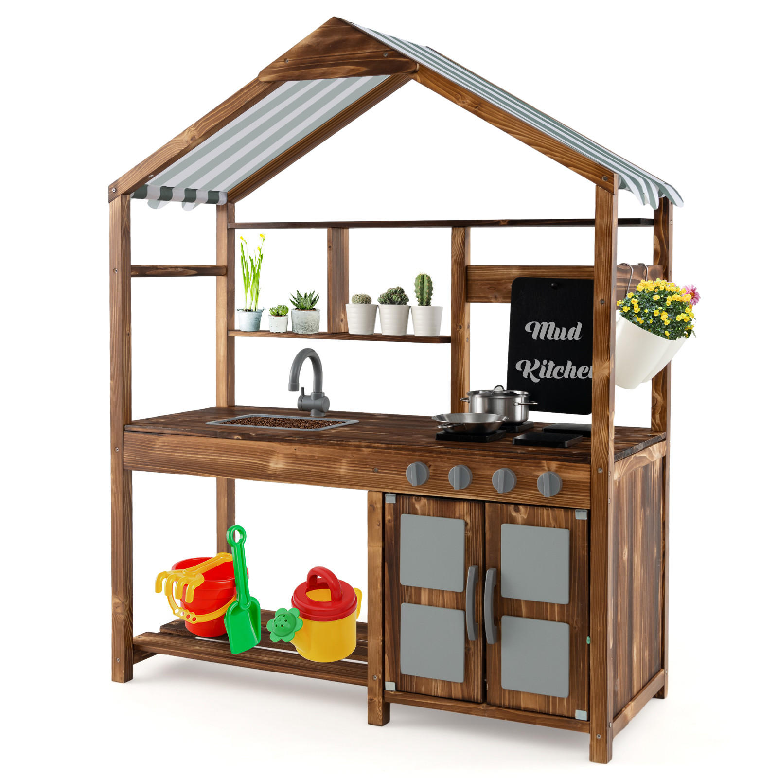 DETSKÁ kuchynka Outdoor prírodná - prírodná farba, drevo (100/42/126cm) - COSTWAY