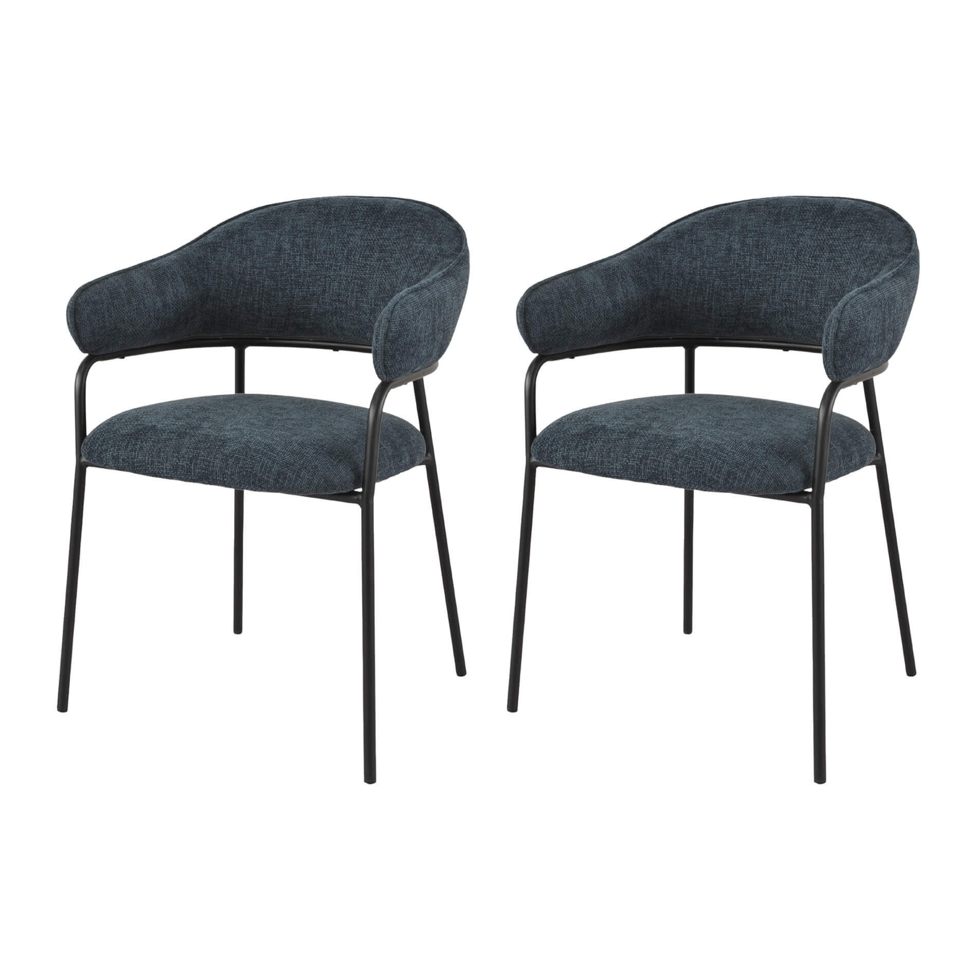 STÜHLE 2er Set Petrolblau 56,5/57/82,5 cm - Dunkelblau, Textil (56.5/82.5/57cm) - Mobili Rebecca