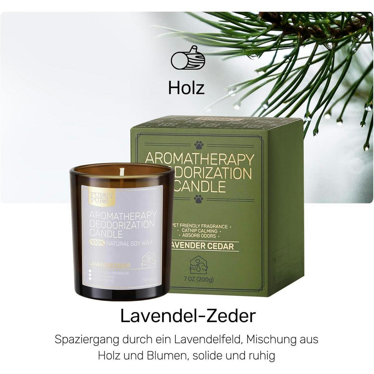 DUFTKERZE im Glas Lavendel Zeder 200g - Braun, Paraffin (9.7cm)