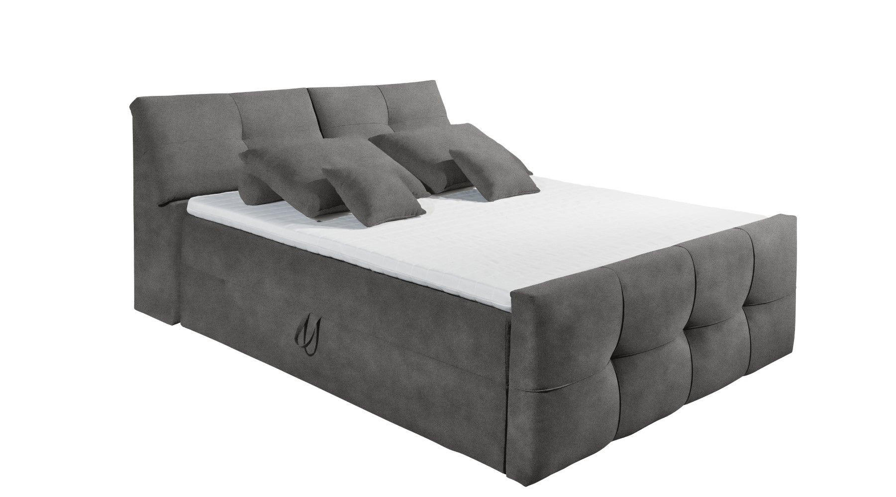 BOXBETT mit Bettkasten, 9-Zonen-Tonnentaschen-Federkernmatratze, H2, HR-30-Topper - Anthrazit, Holz/Kunststoff (160/200cm) - ed exciting design