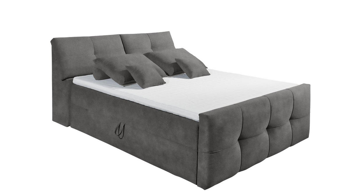 BOXBETT mit Bettkasten, 9-Zonen-Tonnentaschen-Federkernmatratze, H2, HR-30-Topper - Anthrazit, Holz/Kunststoff (160/200cm) - ed exciting design