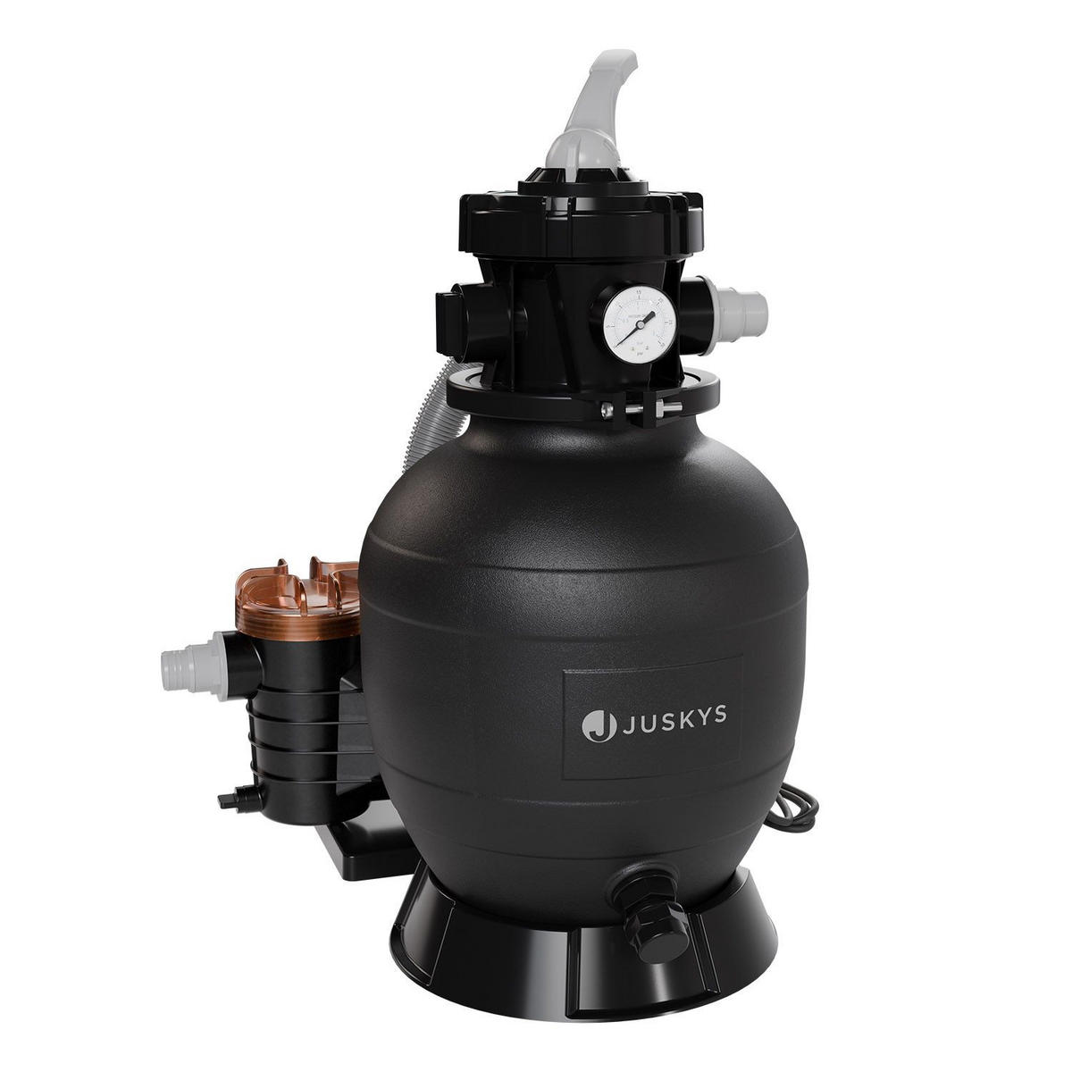 SANDFILTERANLAGE 400W inkl. Filter & Timer - Schwarz, Kunststoff (39/48/56cm) - Juskys