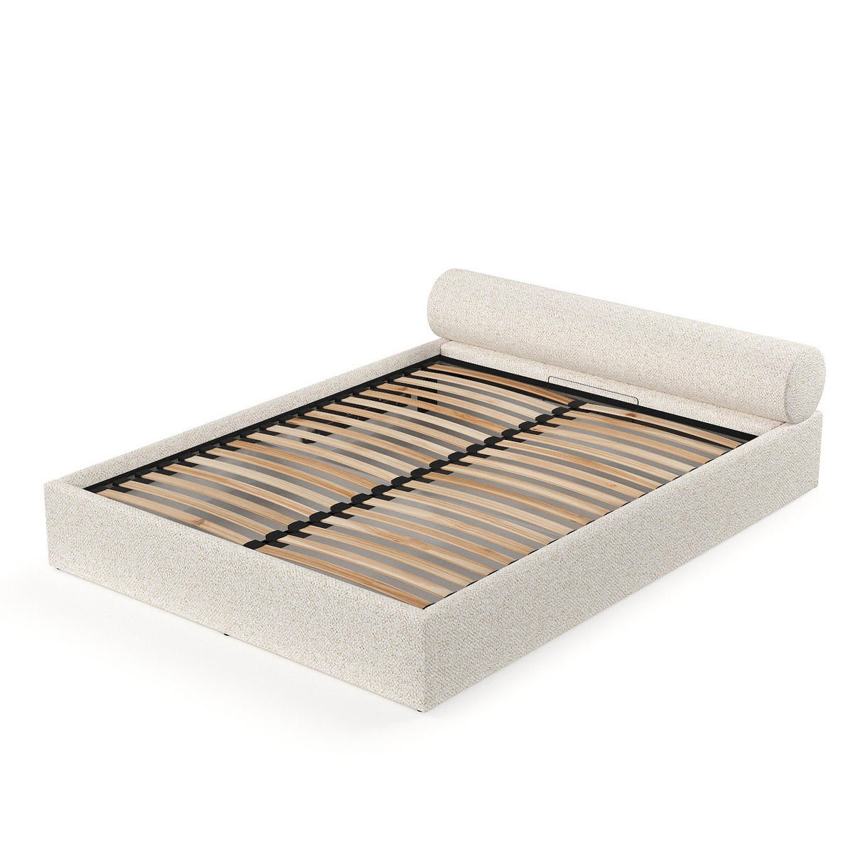 POLSTERBETT Solvo mit Stauraum 140/200 cm Creme im Blur Stoff - Creme/Schwarz, Holz/Holzwerkstoff (140/200cm) - AltaBeds