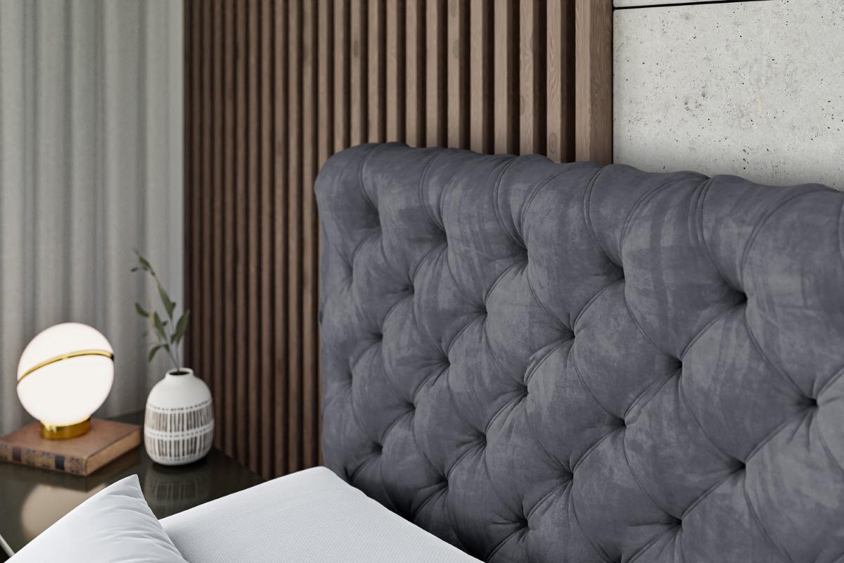 BOXSPRINGBETT BOXI8-Z KING - 160x200 - H3/H4 - Dunkelgrau - Dunkelgrau, Holzwerkstoff (160/200cm) - ALTDECOR