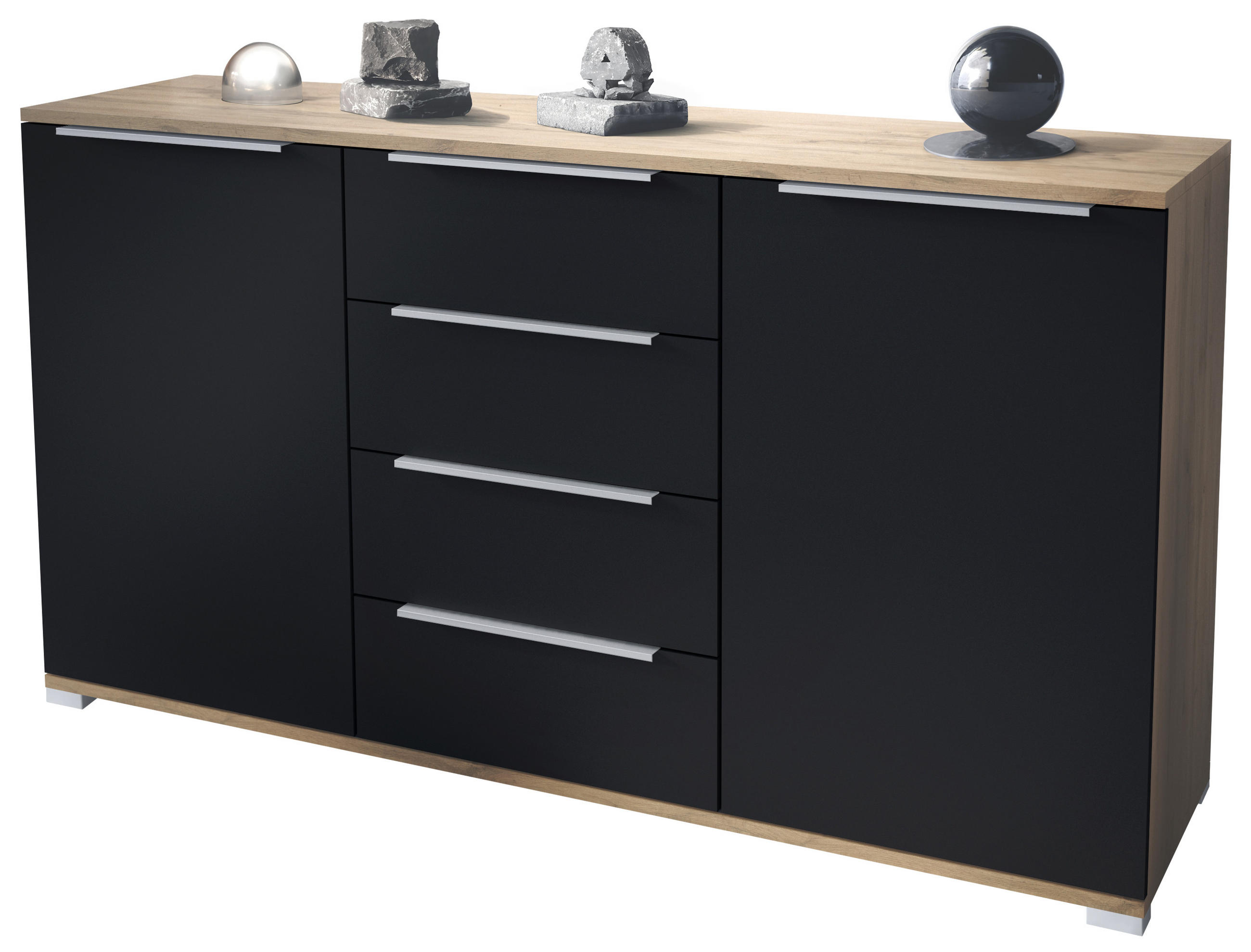 SIDEBOARD Linio Schwarz matt - Schwarz, Holzwerkstoff (138.5/75.5/35cm) - Vladon
