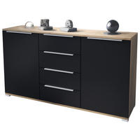 SIDEBOARD Linio Schwarz matt - Schwarz, Holzwerkstoff (138.5/75.5/35cm) - Vladon
