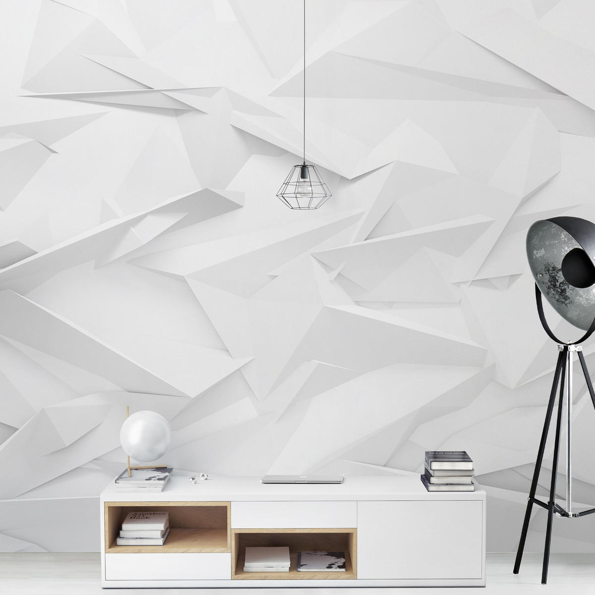 FOTOTAPETE Abstrakte 3D Optik 192/192 cm - Weiß, Papier (192/192cm) - Bilderwelten