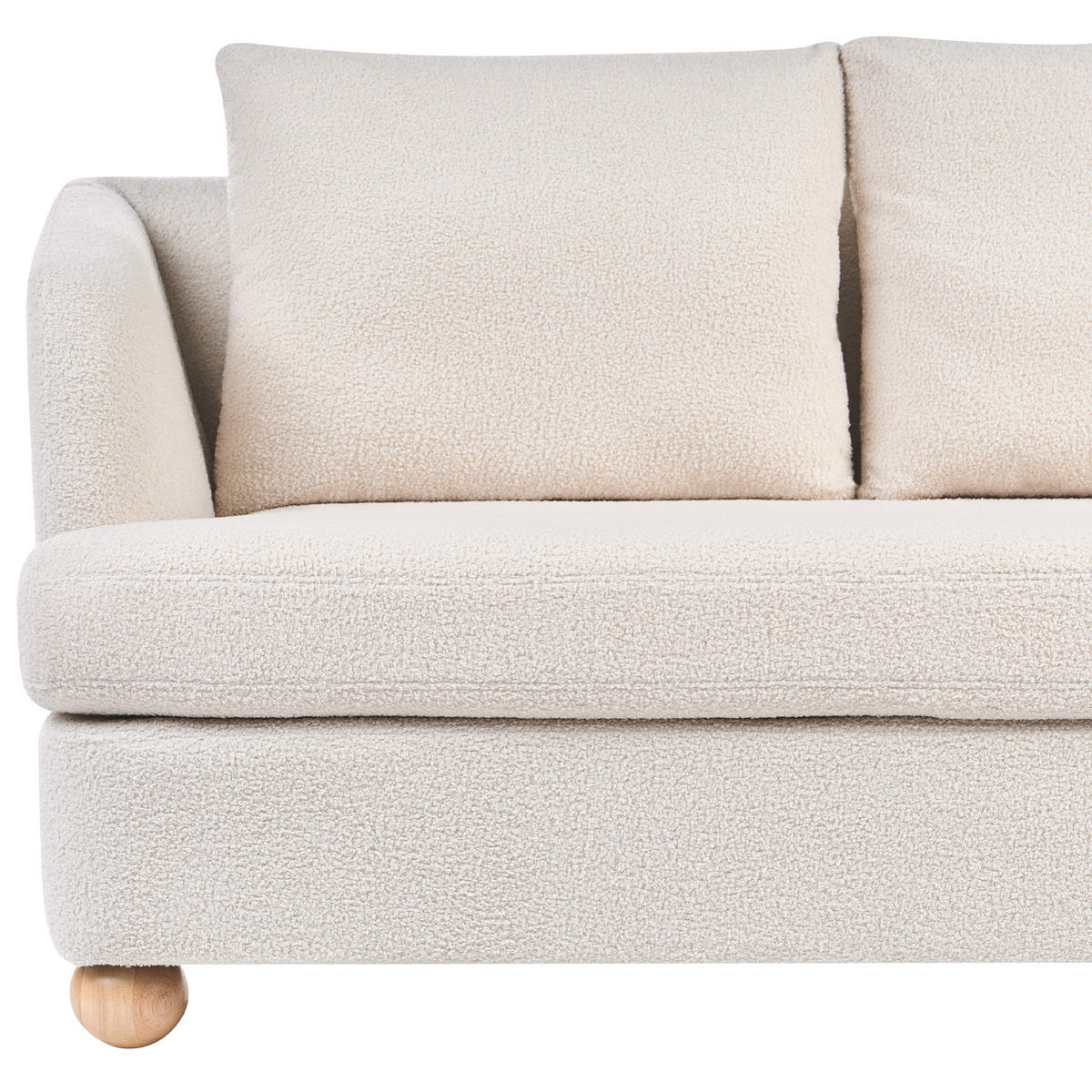 POHOVKA 2-místná Bouclé Krémově bílá Rattvik - světle hnědá, textil (162/86/82cm) - Beliani