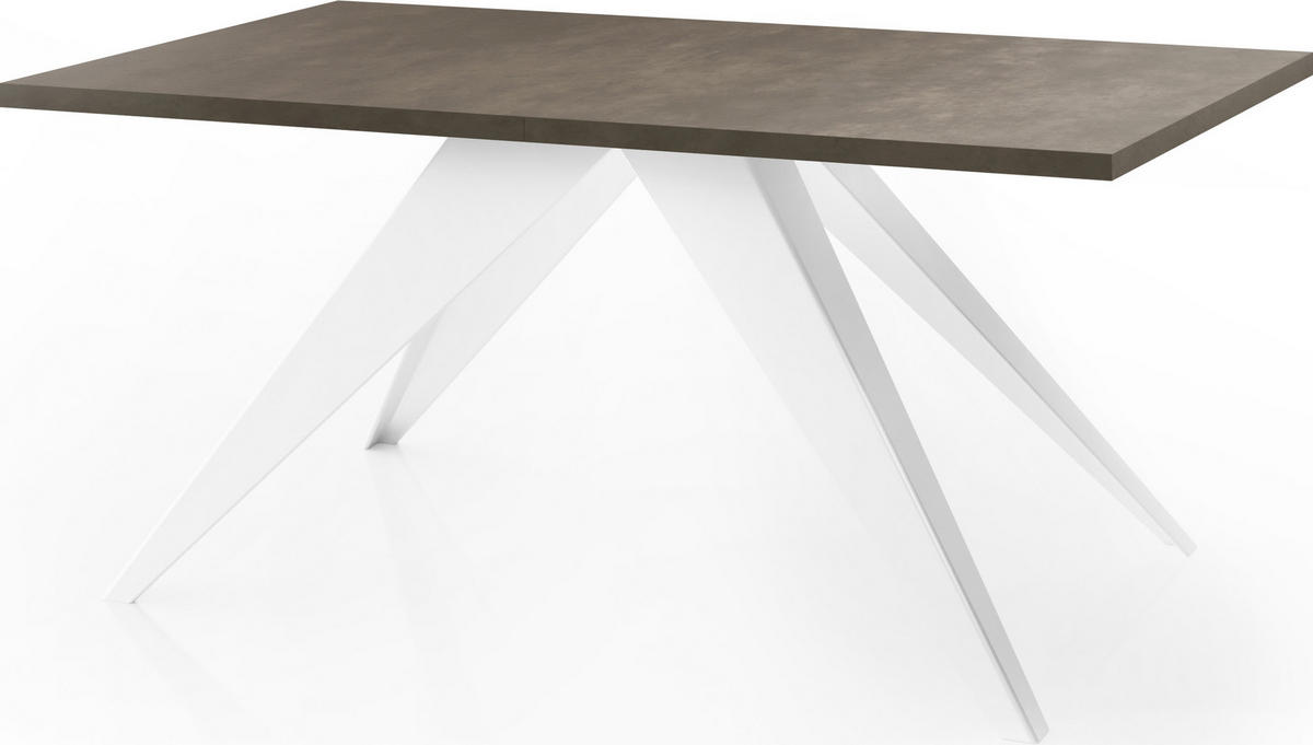 ESSTISCH Vance Weiß rechteckig ausziehbar, Dunkelgrauer Chicago Beton 140-240/80/76 cm - Dunkelgrau/Weiß, Holzwerkstoff/Metall (140/80/76cm) - WFL GROUP