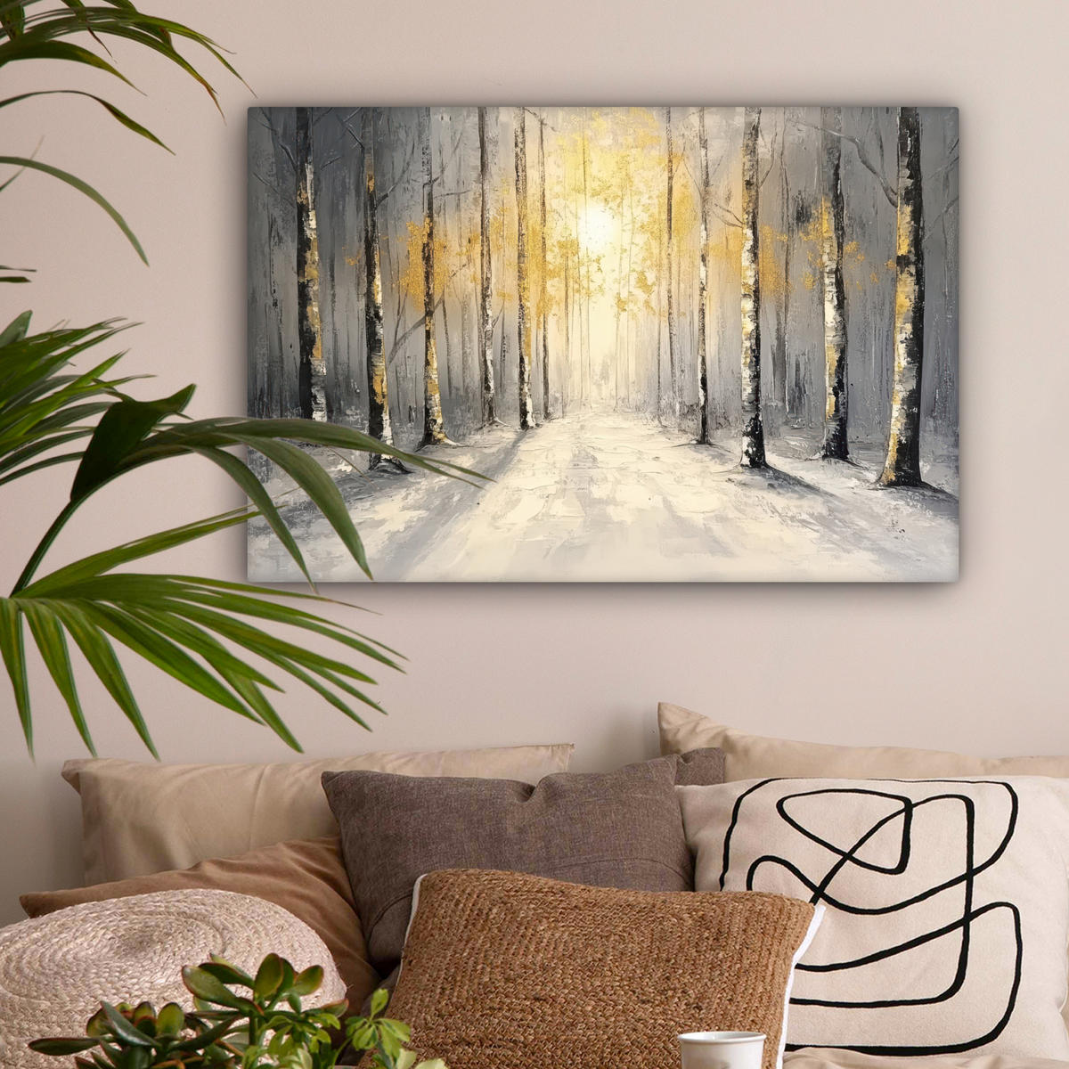 LEINWANDBILD Winter - Abstrakt - Schnee - Natur - Sonne Gemälde 60x40 cm - Grau, Textil (60/40cm) - MuchoWow