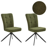 ESSZIMMERSTUHL 2er-Set drehbar Bouclé Grün Ryan - Grün, Textil (51/91/69cm) - Beliani