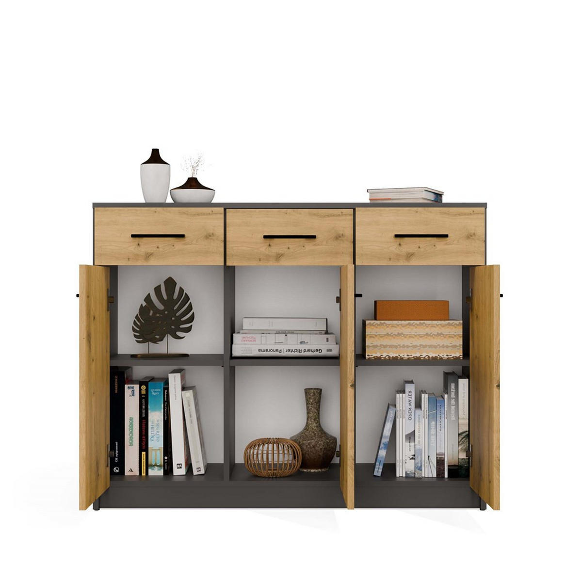 KOMMODE Anthrazit, Artisan 109/85/35 - Anthrazit, Holzwerkstoff (109/85/35cm) - RAUMHIRSCH FURNITURE