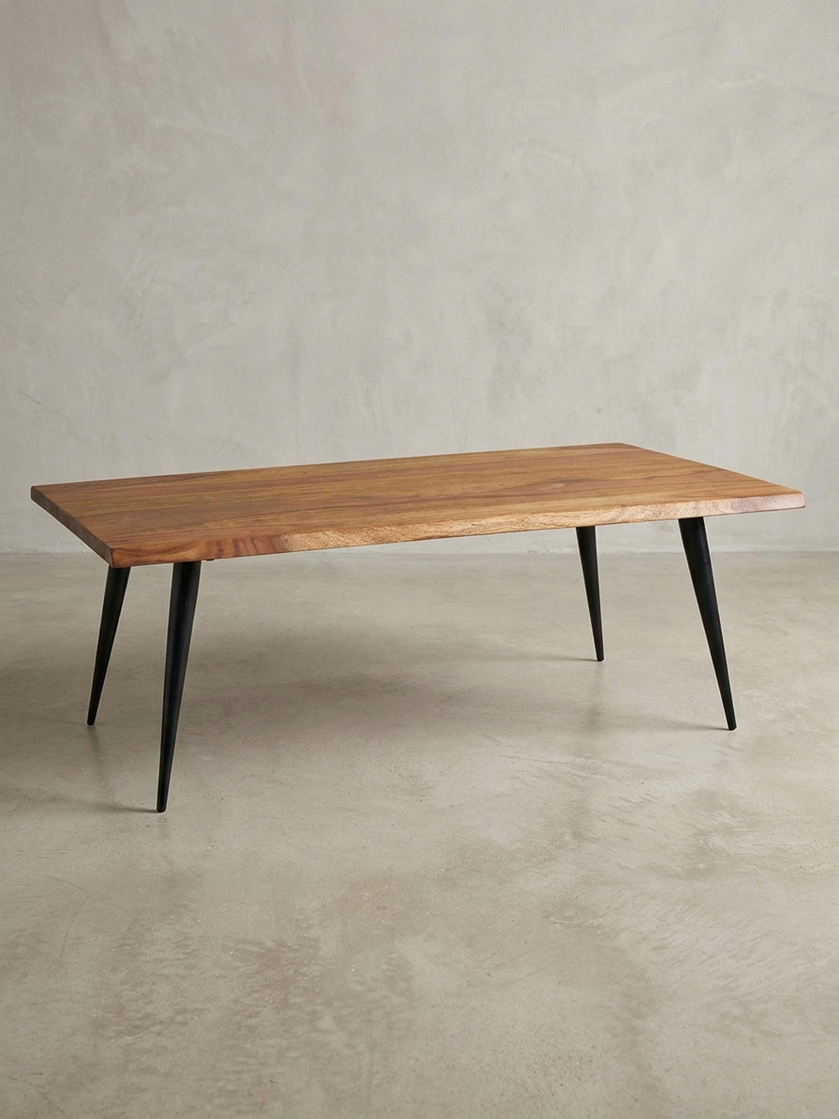 COUCHTISCH Sheesham Massivholz in Natur mit Baumkante und Metallgestell, 110x60x40 cm, Handgefertigt, Schutzlack-beschichtet - Schwarz/Braun, Holz/Metall (60/110/40cm) - KADIMA DESIGN