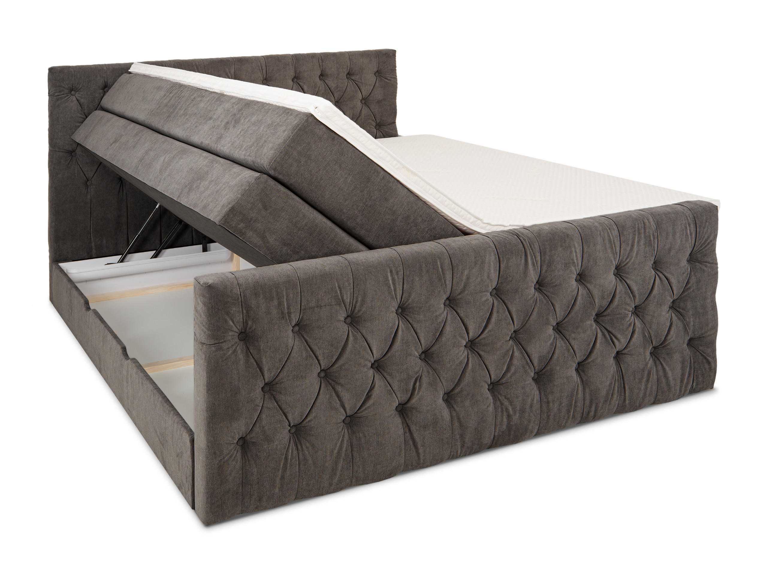 BOXSPRINGBETT London anthrazit 160 /200 cm H2/H3 Samt - Anthrazit, Textil (160/200cm) - wonello