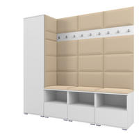 GARDEROBE NELA IX 200 cm (Modulare Flurmöbel Weiß mit Sitzpolster Beige 04 Breite Sitzbank) - Beige/Silberfarben, Holz/Holzwerkstoff (200/187/40cm) - Ravio