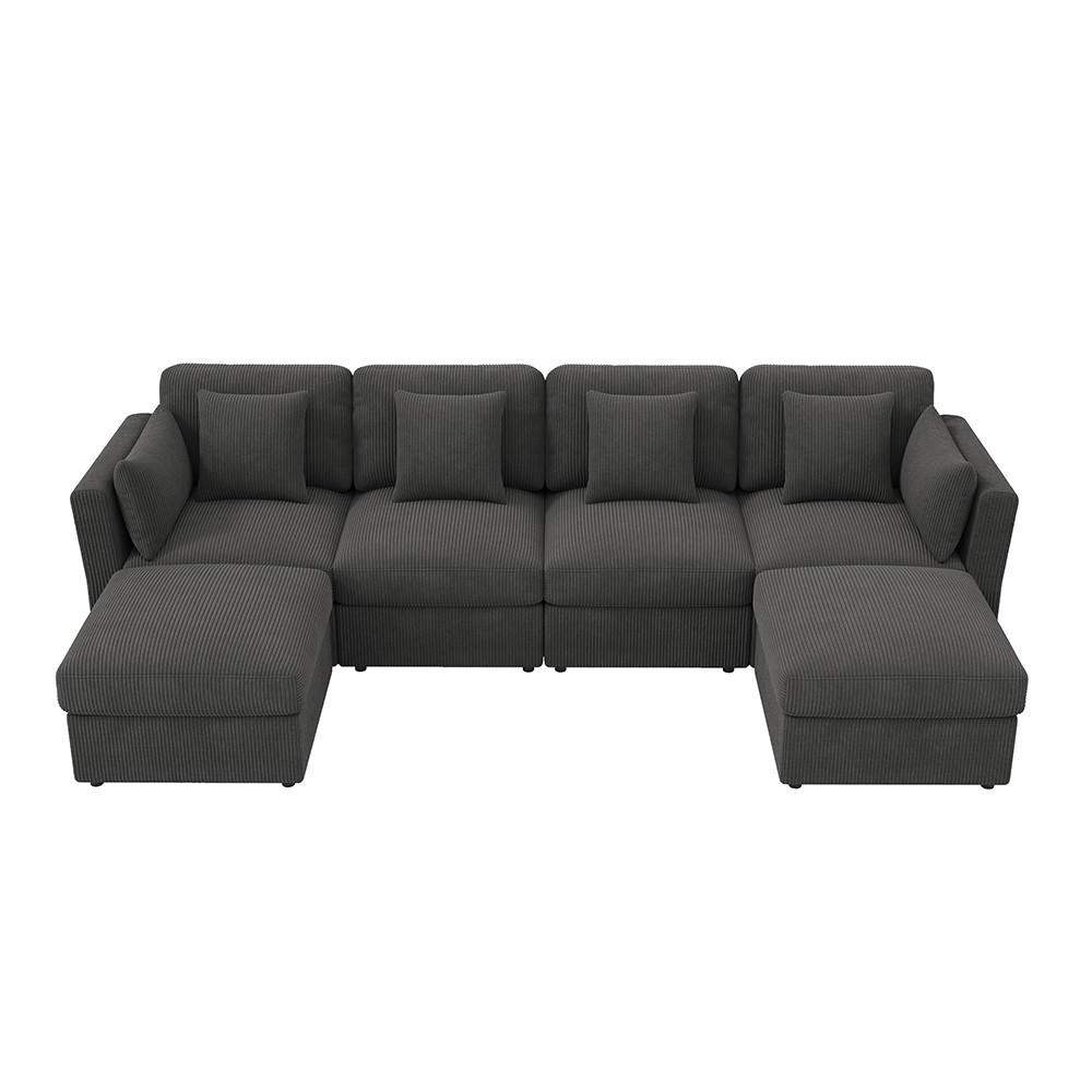KUTNA SOFA, šesterosjed s podesivim naslonima za ruke u sivoj boji - siva, tekstil (159.5/290cm) - KOMHTOM