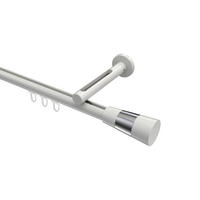 INNENLAUF-GARDINENSTANGEN-SET Siteno Tanara 280 cm (geteilt in 2 x 140 cm), 1-läufig, 20 mm Ø Weiß - Chromfarben/Schwarz, Metall (280cm) - INTERDECO