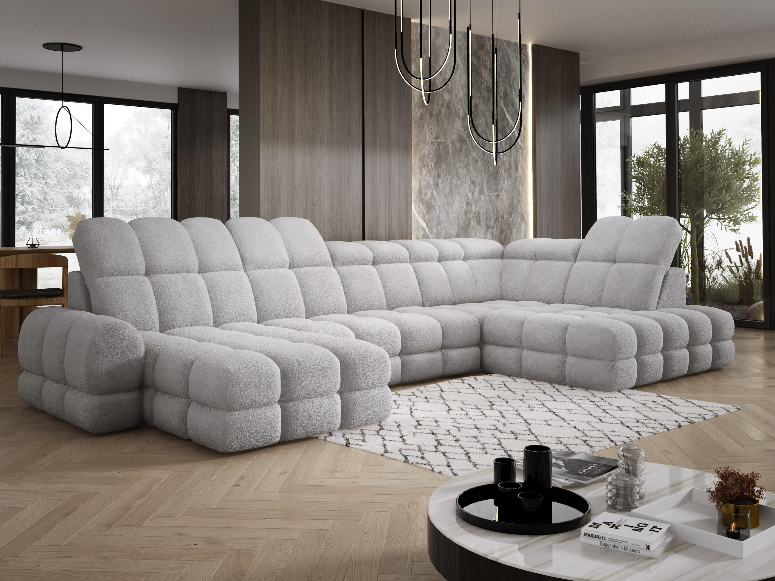 Thumbnail - DomoHome Ecksofa, Silbereichen, Textil, Rechteckig, 400x217 cm, Wohnzimmer, Sofas & Couches, Wohnlandschaften, Ecksofas