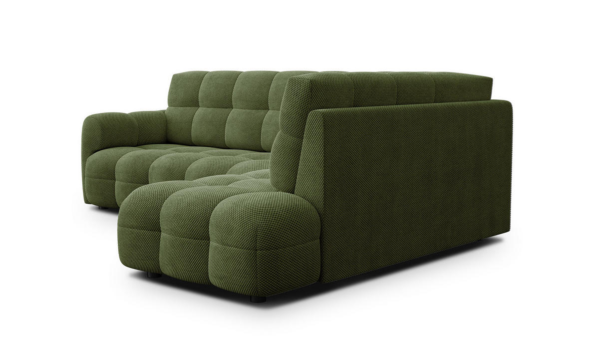 ECKSOFA MELLOW 5-Sitzer, olive - Schwarz/Grün, Holz/Textil (283/191cm) - Courtois Laville