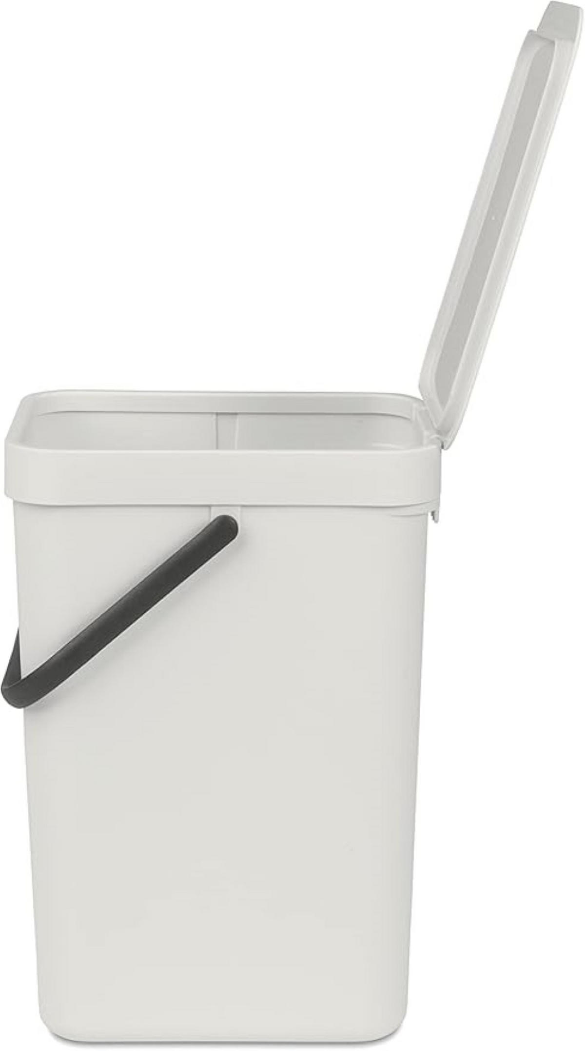 MÜLLEIMER Mit Stay Open Deckel 12 Liter 35 x 20 x 24,9 cm Kunststoff Hellgrau - Grau, Kunststoff (20/35/24.9cm) - PROREGAL