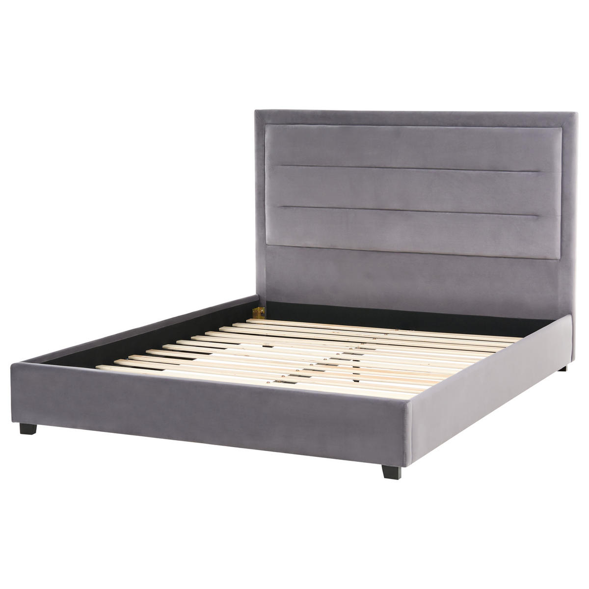 BETT mit Lattenrost 140/200 cm Dunkelgrau Rouen - Dunkelgrau/Schwarz, Textil (140/200cm) - Beliani