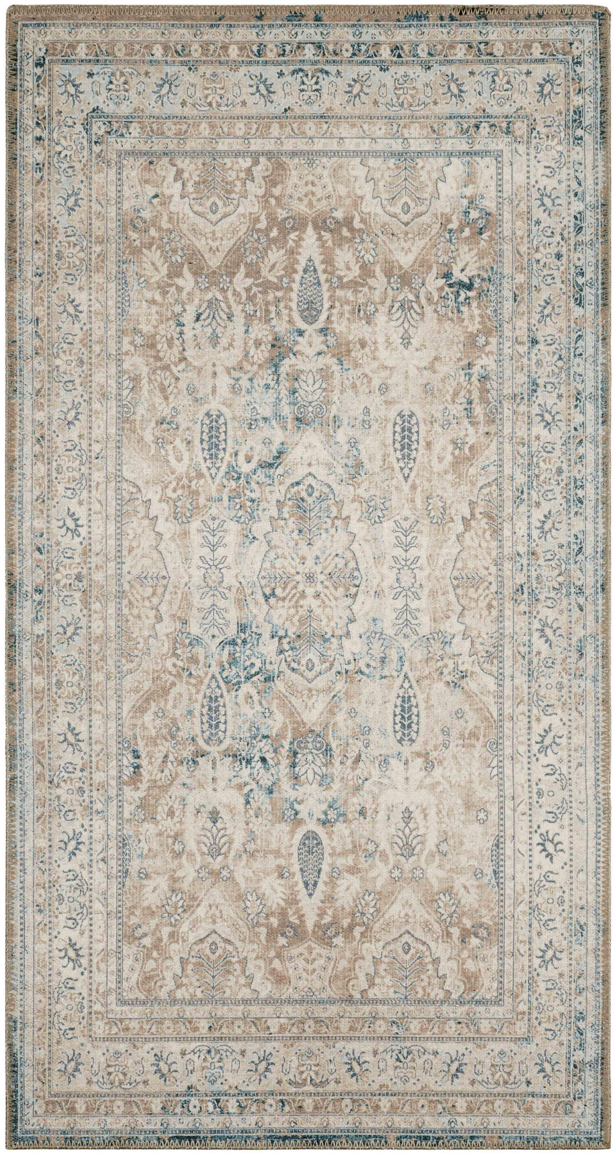 VINTAGE-TEPPICH mit abgenutztem Blumenmuster Carry 80x150 cm - Blau, Textil (80/150cm) - Nazar Rugs