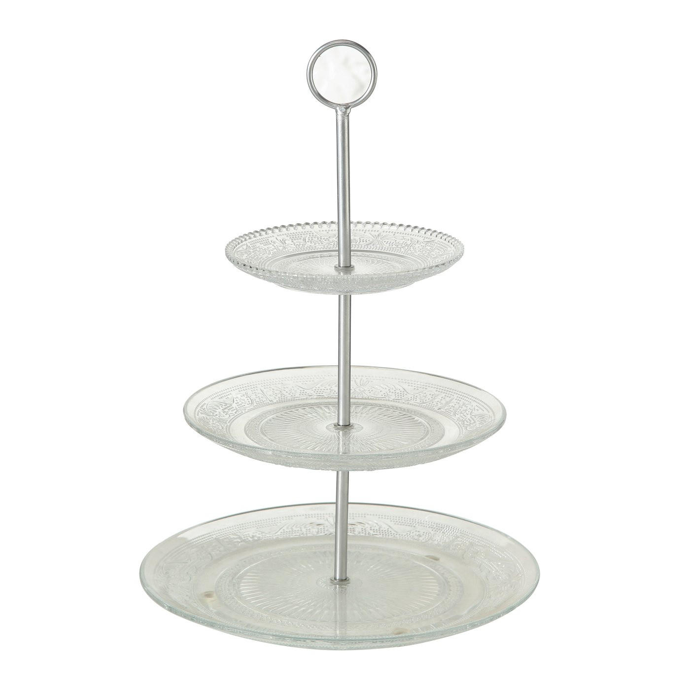 ETAGERE aus Glas mit zwei Ebenen Relief Transparent 25/25/35 cm - Transparent, Glas (25/35cm) - Boltze Home