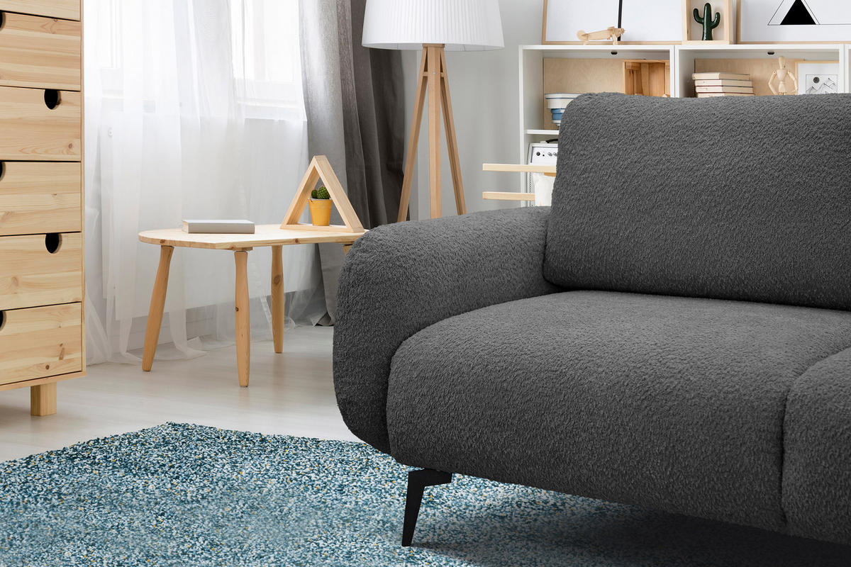 SOFA FEBE 3-Sitzer, dunkelgrau - Dunkelgrau/Schwarz, Holz/Textil (190/82/96cm) - Courtois Laville