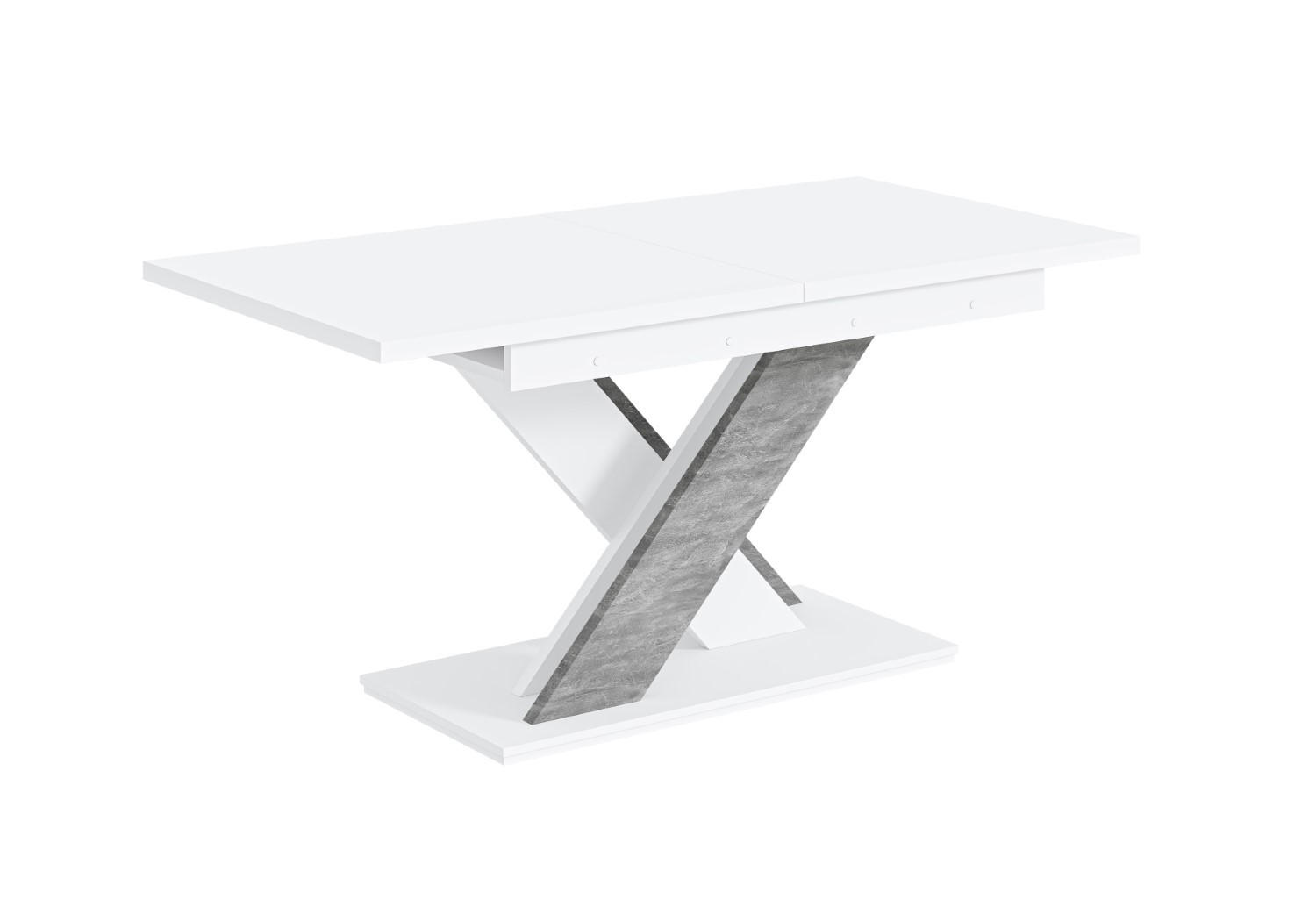 ALTDECOR VÝSUVNÝ jídelní stůl 140–180 × 80 × 75 cm – bílá / vzhled betonu – RONX