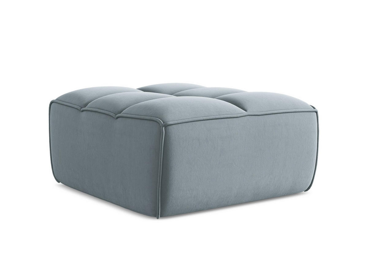 POUF Samt Stoff Blau - Blau/Schwarz, Kunststoff/Textil (80/43/93cm) - Makamii