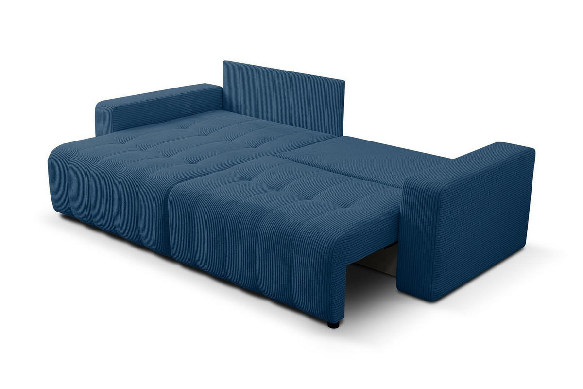 ECKSOFA Masina Blau, Schlafsofa aus Cordstoff - Blau, Holzwerkstoff (245/143cm) - Bettso